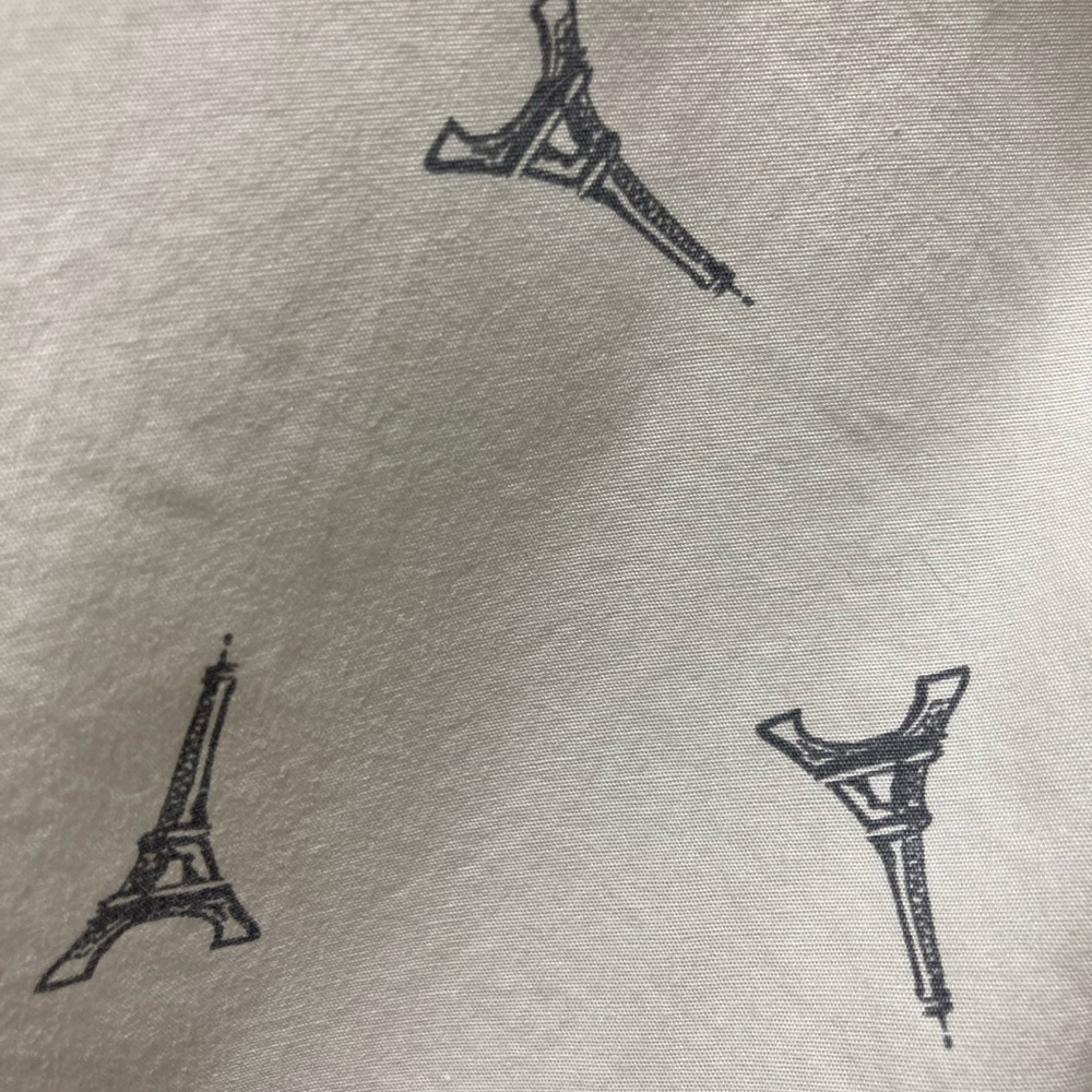Eiffel Tower print button down. Fun print, 100% cotton.